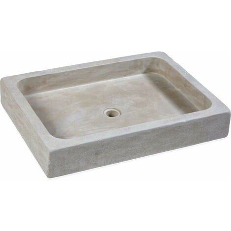 Vasque à poser rectangulaire Pierre Naturelle Atlas - 60x45x10 cm - Beige