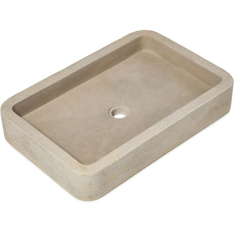 Vasque à poser rectangulaire Pierre Naturelle Atlas vieilli - 60x40x10 cm - Beige