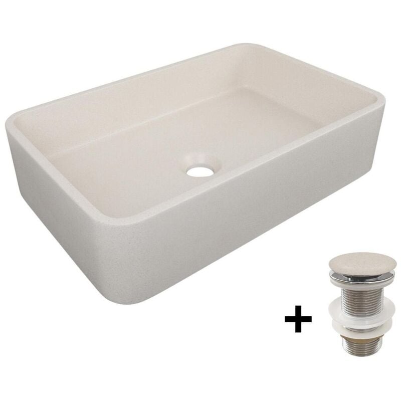 Vasque à poser rectangulaire SANDY 50x32,5cm + bonde