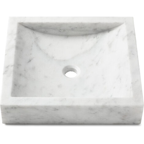 Vasque à poser rectangulaire véritable Marbre - 45x40x10 cm - Blanc