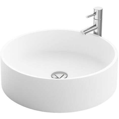 Vasque à poser ronde DORIA 45 cm en Solid Surface - Lavabo salle de bain