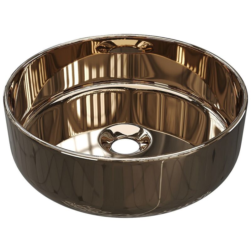 Vente-unique - Vasque à poser ronde en céramique - Effet cuivre - 36 cm - kanelle ii