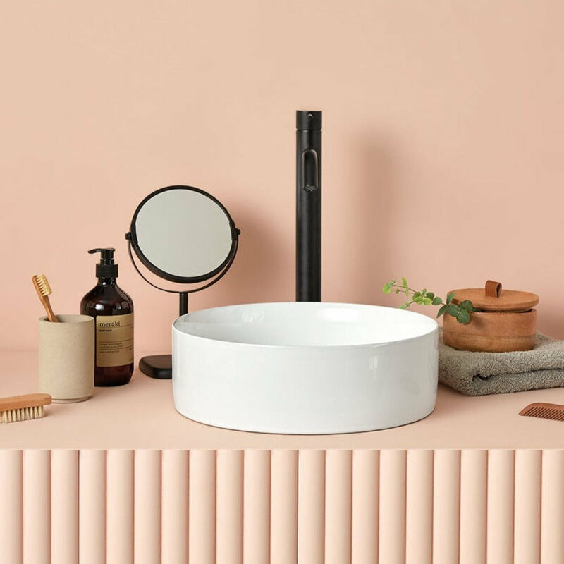 Sanycces - Vasque à poser ronde en céramique marsala Ø35.5 cm Blanc brillant