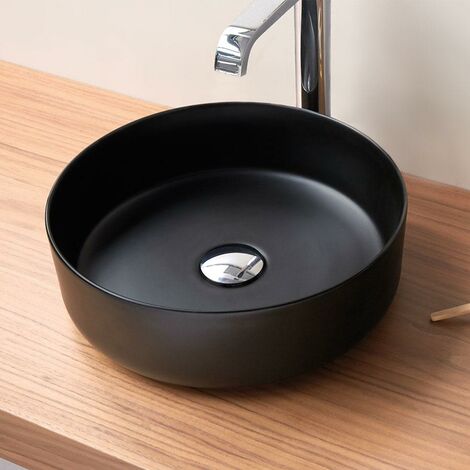 Vasque à poser ronde en céramique MARSALA noir mat Ø35.5 cm Noir mat