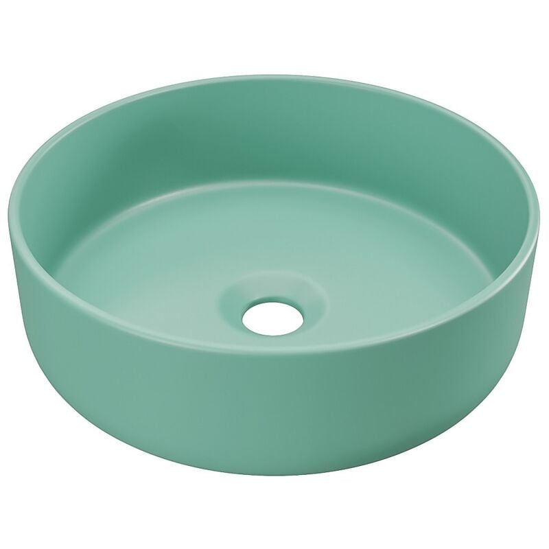 Vasque à poser ronde en céramique - Vert mat - 36 cm - leniso ii
