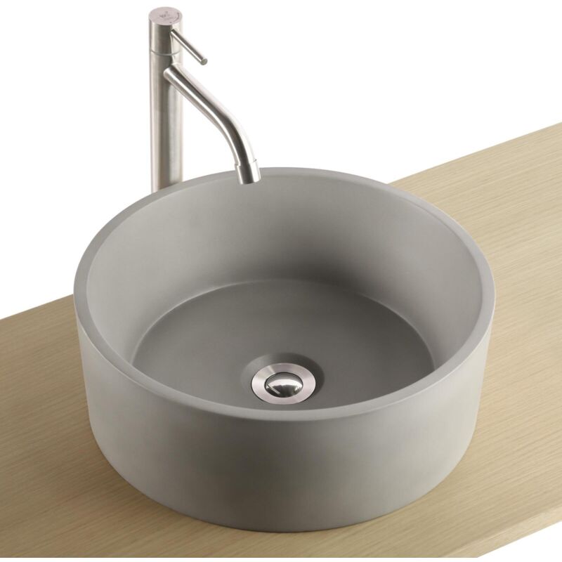 Vasque à poser ronde gris clair béton line