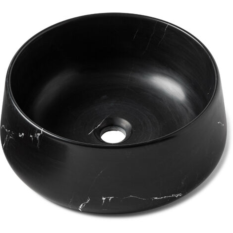 Vasque à poser ronde véritable Marbre - 41x16 cm - Noir