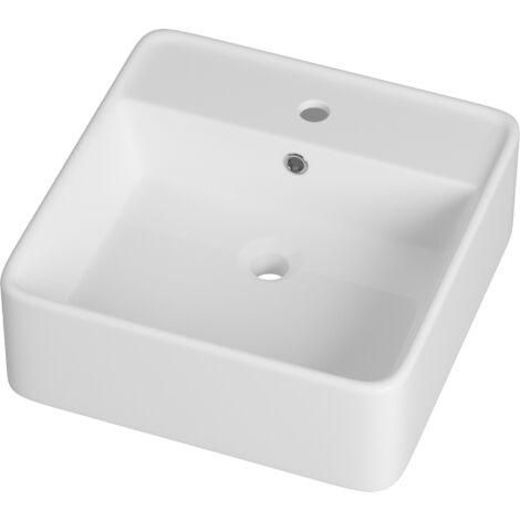 Vasque à Poser Salle de Bain Granitan Tera Rectangulaire Céramique Blanche 1 pièce