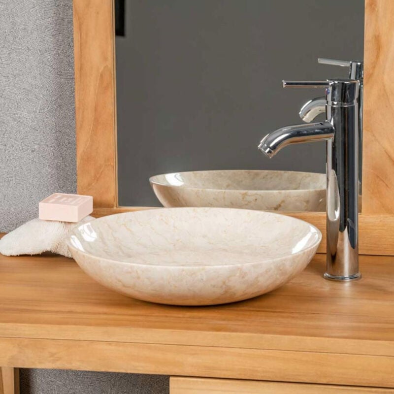 Vasque à poser salle de bain Lysom 35 cm crème