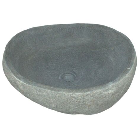 Vasque à poser salle de bain pierre naturelle BAIN 40 à 49 cm - 49x45x15 cm - Kayu Meuble