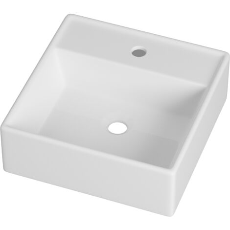 Vasque à Poser Salle de Bain Rectangulaire en Céramique Blanche Granitan ARCO 41x41 cm