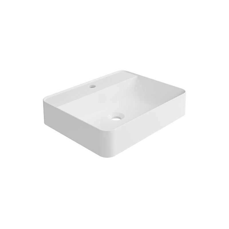 Vasque à poser Serido l x h x p : 500 x 105 x 400 mm fonte minérale blanc mat, sans trop-plein