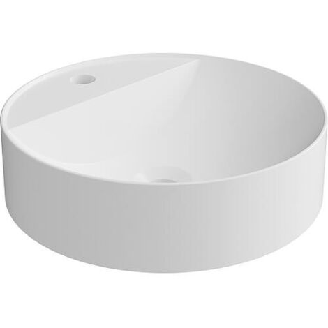 Vasque à poser Serido Ø x H : 400 x 105 mm fonte minérale blanc mat, sans trop-plein