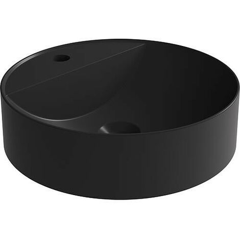 Vasque à poser Serido Ø x H : 400 x 105 mm fonte minérale noir mat, sans trop-plein