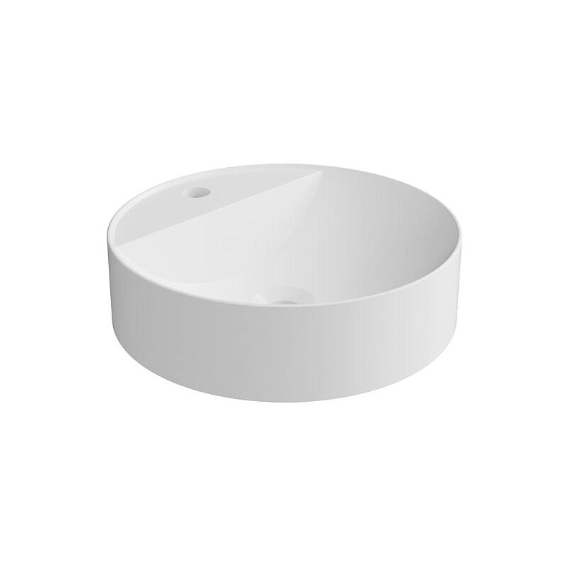 Vasque à poser Serido ø x h : 400 x 105 mm fonte minérale blanc brillant, sans trop-plein