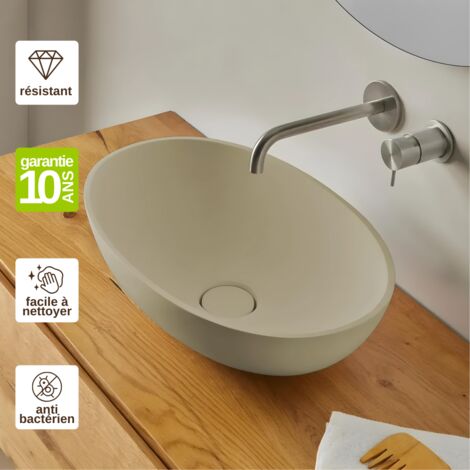 Vasque à poser Solid Surface Design - Beige, L47,3 x l32,4 x H14,5 cm - RÉSIGRÈS ALTÉA
