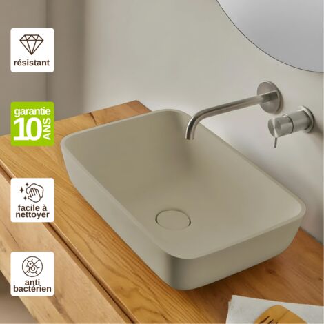 Vasque à poser Solid Surface Design - Beige, L47,4 x l32,4 x H14,8 cm - RÉSIGRÈS JAVÉA