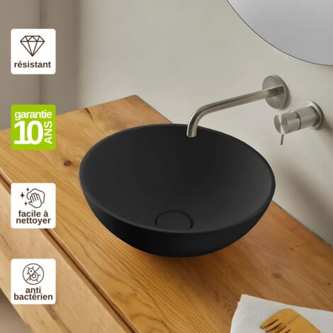 Vasque à poser Solid Surface Design - Noir, Ø37,4 x H14,5 cm - RÉSIGRÈS CANUTA