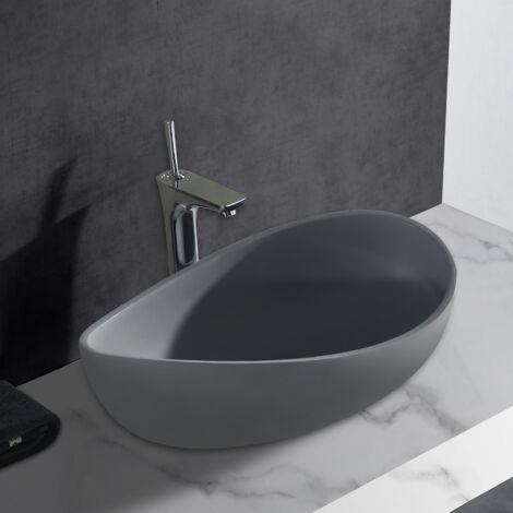 Vasque à poser Wave PB2001B en pierre solide (Solid Stone) – 60 x 37 x 21 cm - couleur en option
