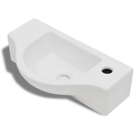 Vasque à trou pour robinet céramique Blanc pour salle de bain