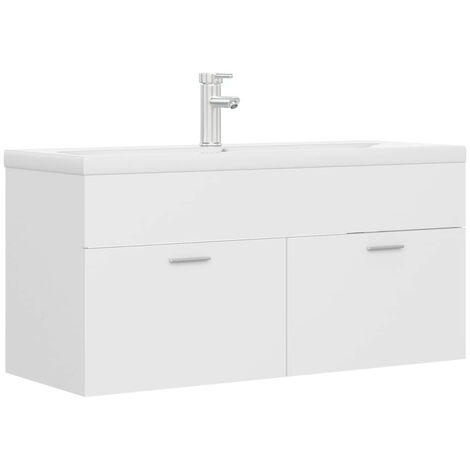 Vasque avec lavabo intégré 100 cm Blanc 2