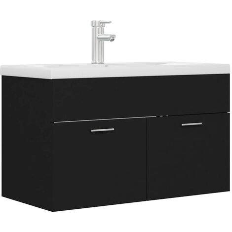 Vasque avec lavabo intégré 80 cm Noir