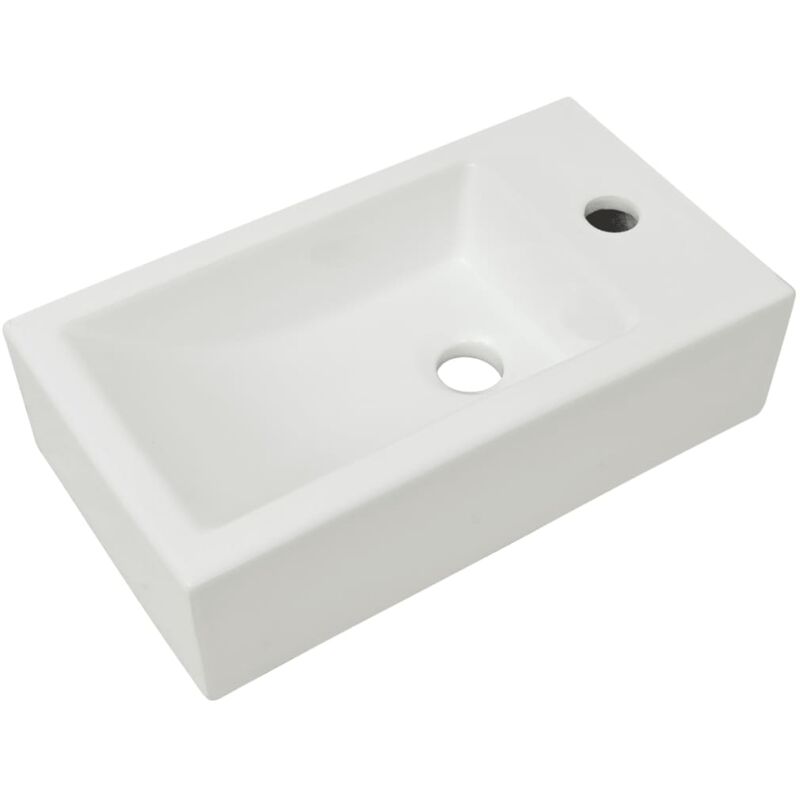 Vasque + trou de robinet Céramique Blanc 46 x 25,5 x 12 cm - Vidaxl