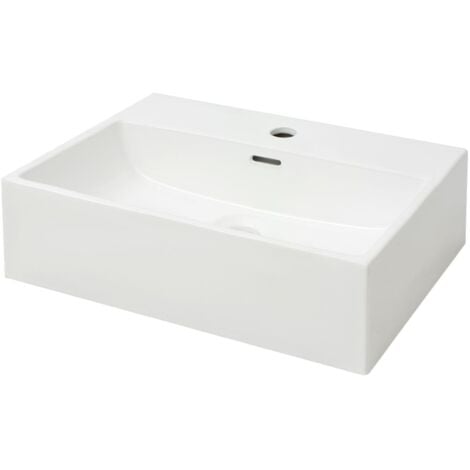 Vasque avec trou de robinet en céramique Blanc 51,5x38,5x15 cm