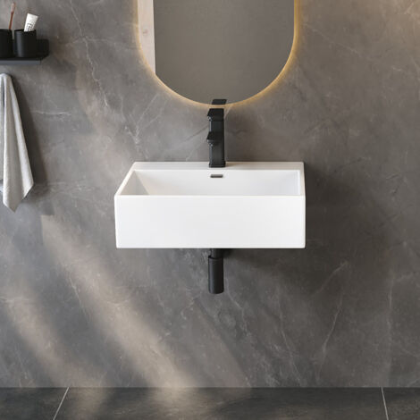 Vasque avec Trou de Robinet en C¨ramique Blanc - 52 x 38 x 15cm, ERI-WB-163K