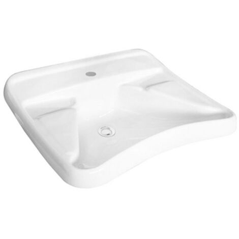 Vasque blanche pour personnes handicapées - dimensions L67 x P59 x H23,5 cm