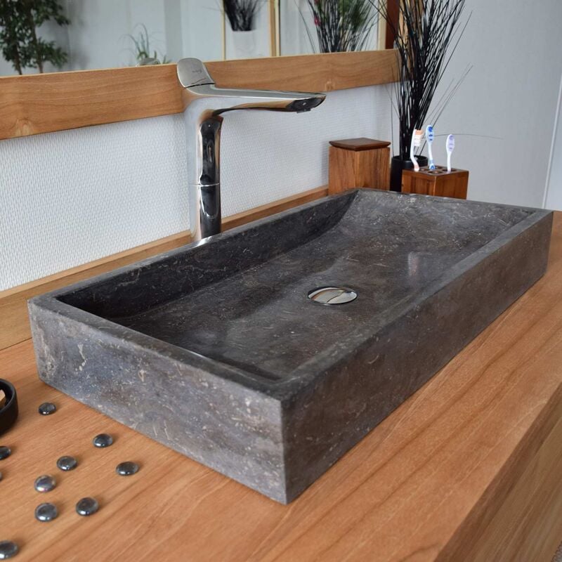 Vasque en Noir à poser, Boreal