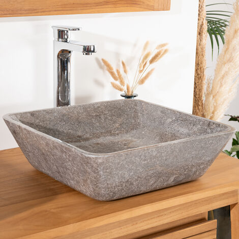 Vasque carré à poser salle de bain Carmen 40cm gris - Gris