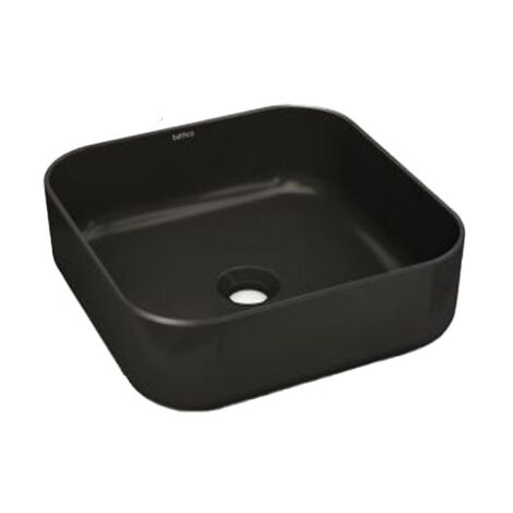 Vasque céramique à poser carrée DINAN 40 - Noir Mat - L385 x l385 x H135 mm - Bathco