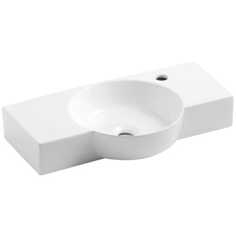 Vasque céramique Lave-Mains à fixer VENECIA - Blanc Brillant - L600 x l335 x H100 mm - Bathco