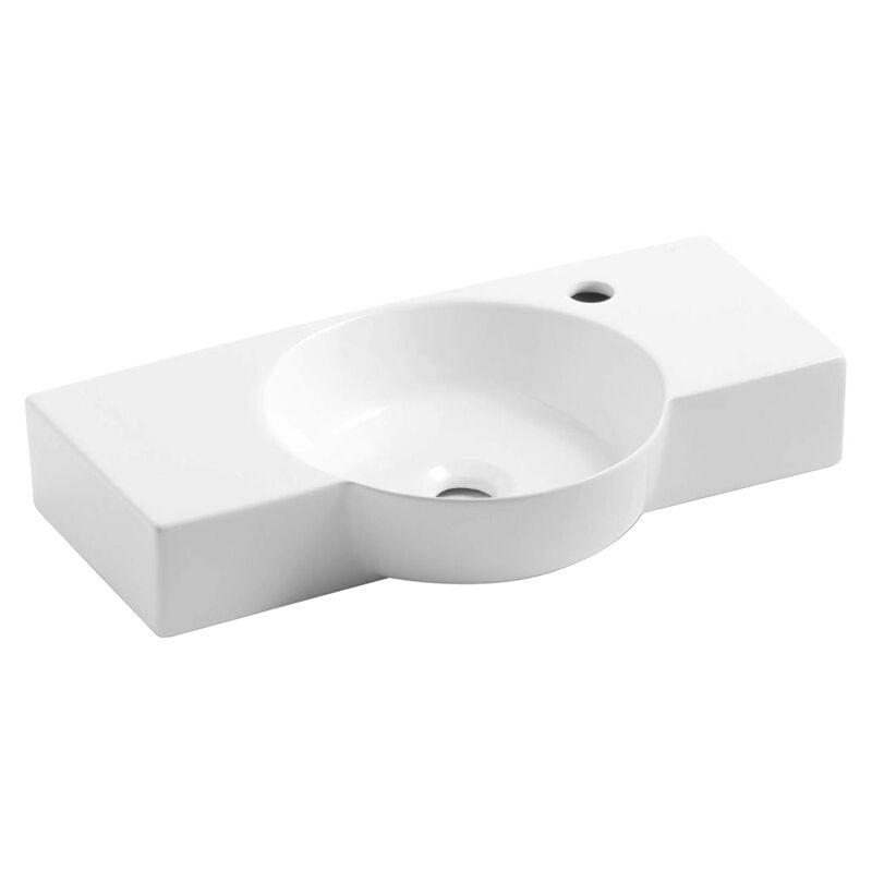 Bathco - Vasque céramique Lave-Mains à fixer venecia - Blanc Brillant - L600 x l335 x H100 mm