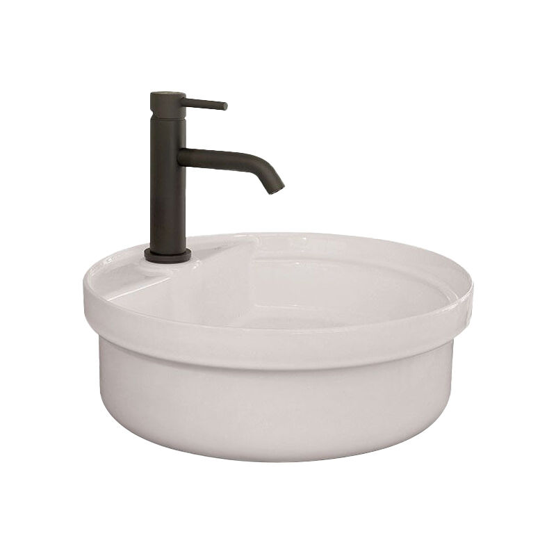 Bathco - Vasque céramique à poser ou à encastrer buelna - Blanc - l 340 x p 410 x h 135 mm