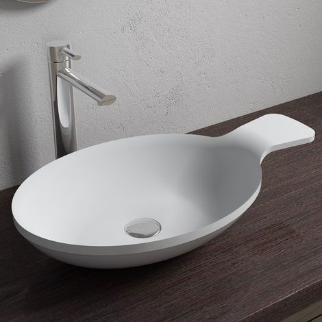 Vasque cuillère ovale en solid surface SDV11 - Blanc