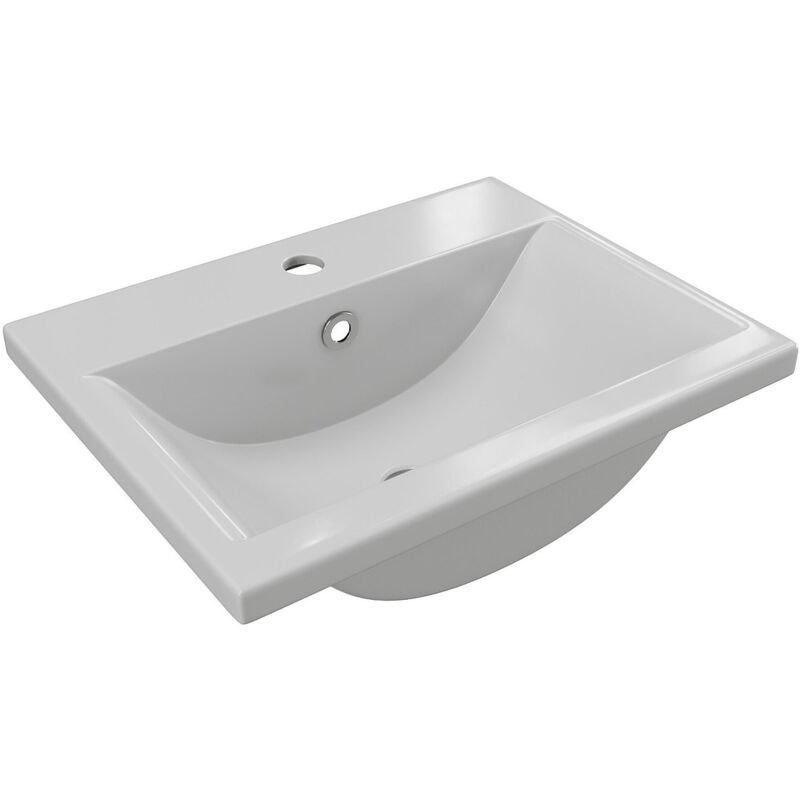 Vente-unique - Vasque de salle de bain semi-encastrée rectangle en céramique - L51,5 cm - Blanc - yasmac ii