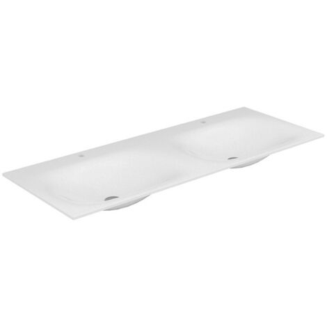 Vasque double Varicor EDITION 11 PLANNING 1400 x 17 x 535 mm avec 2 trous 1 trou blanc arctique soie mat KEUCO