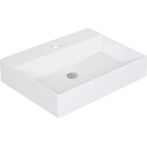 Vasque Elayla avec trou de robinet en céramique, blanc 600x130x450 mm