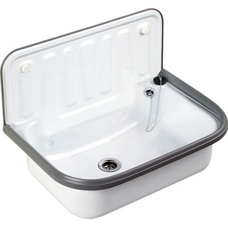 Vasque en acier blanc, lxhxp 495 x 370 x 297, avec trop-plein