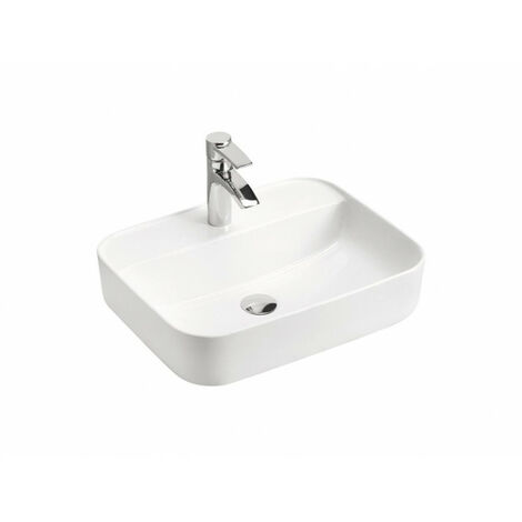 Vasque en céramique à poser - Blanc - L 50 x P 40 x H 15 cm - Livraison gratuite