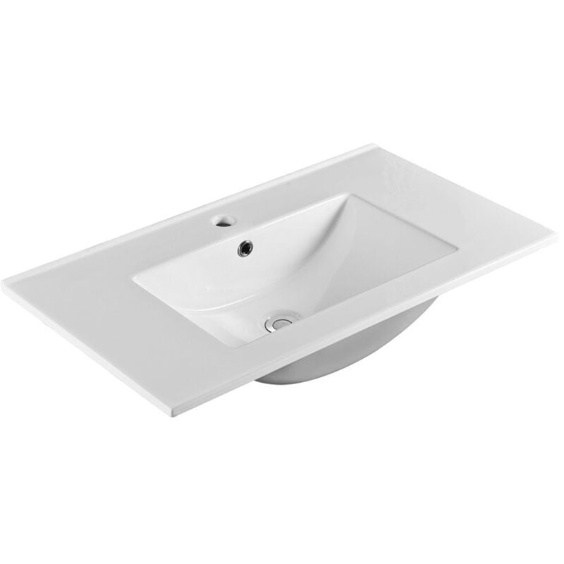 Sapho - Vasque en céramique slim, meuble, 80x46cm, blanc