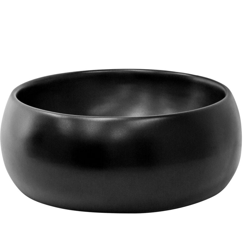 Luxebath - ML-Design Lavabo en Céramique Noir ø 400x155 mm, Design Rond, Vasque à Poser Moderne, Lavabo de Comptoir Élégant, Lavabo avec Trou