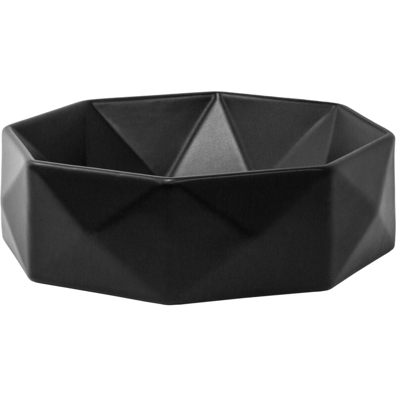 Luxebath - ML-Design Lavabo en Céramique Noir ø 42x13,5 cm, Design Diamant Rond, Vasque à Poser Moderne, Lavabo de Comptoir Élégant, Lavabo avec Trou