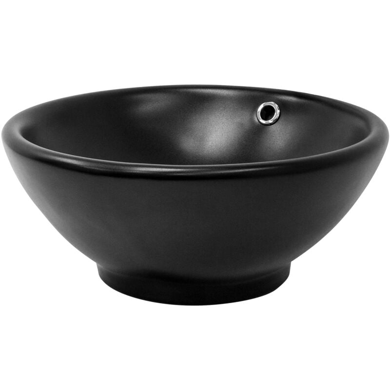 Luxebath - ML-Design Lavabo en Céramique Noir ø 420x170 mm, Design Rond, Vasque à Poser Moderne, Lavabo de Comptoir Élégant, Lavabo avec Trop-plein