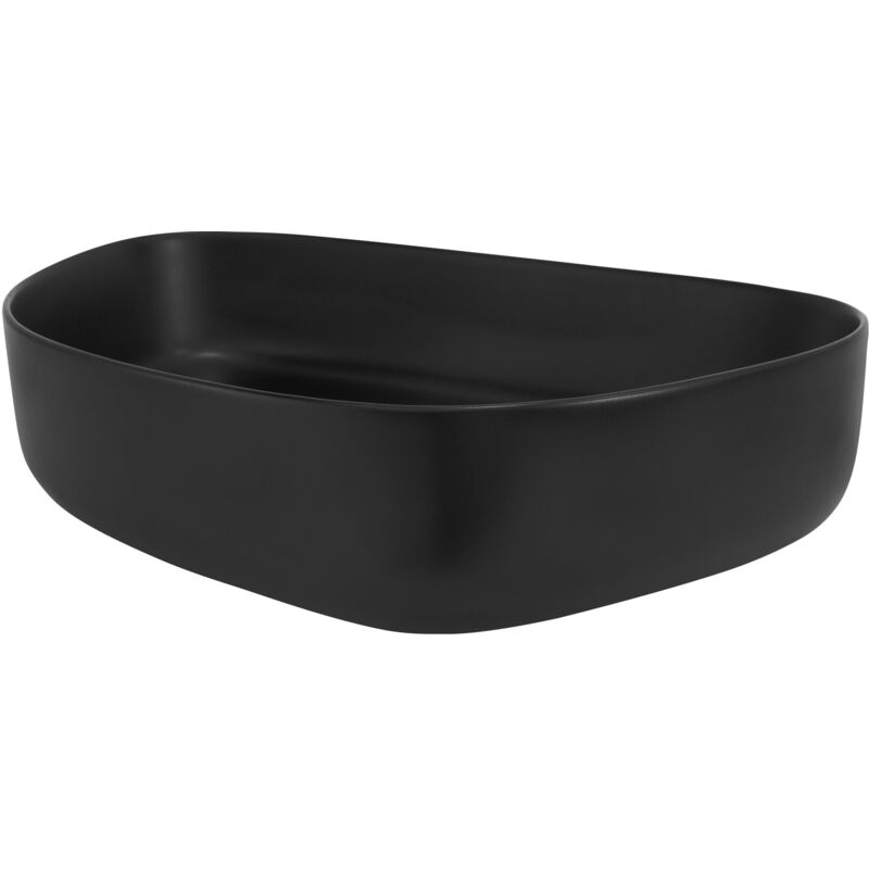 ML-Design Lavabo en Céramique Noir Mat 55 x 42 x 14 cm, Ovale, Vasque à Poser sur Table de Toilette, Lave-Mains pour la Salle de Bains / wc Invités,