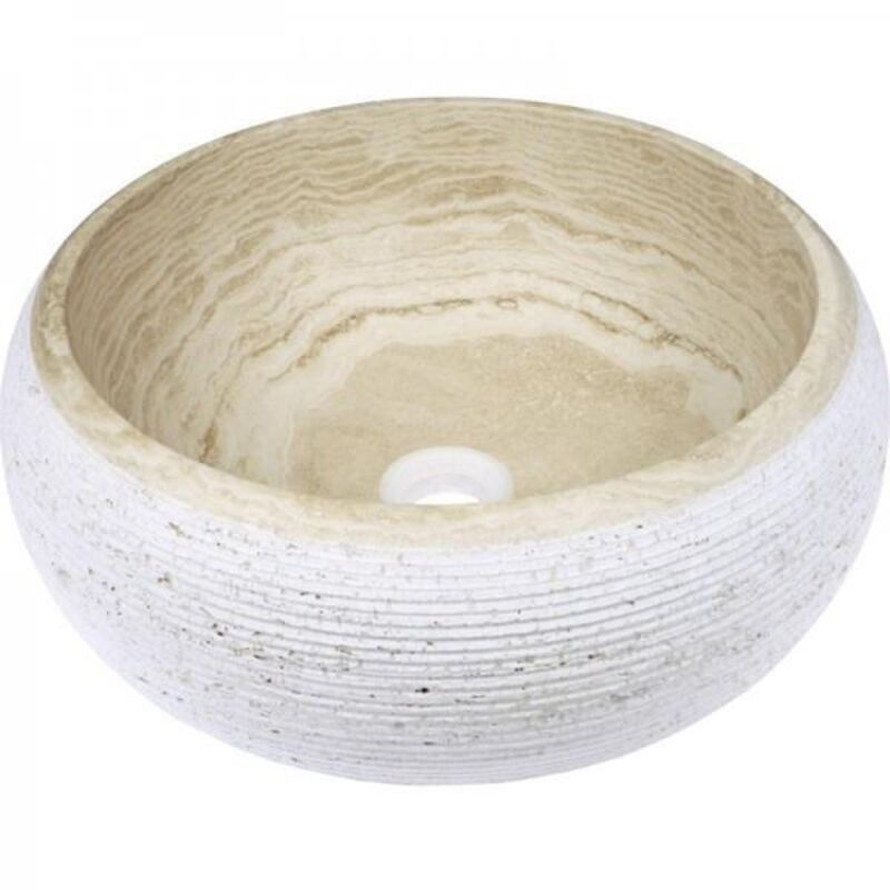 Cristina Ondyna - Vasque en pierre ronde à poser Sable rayé Ø42cm - Ondyna UR2405