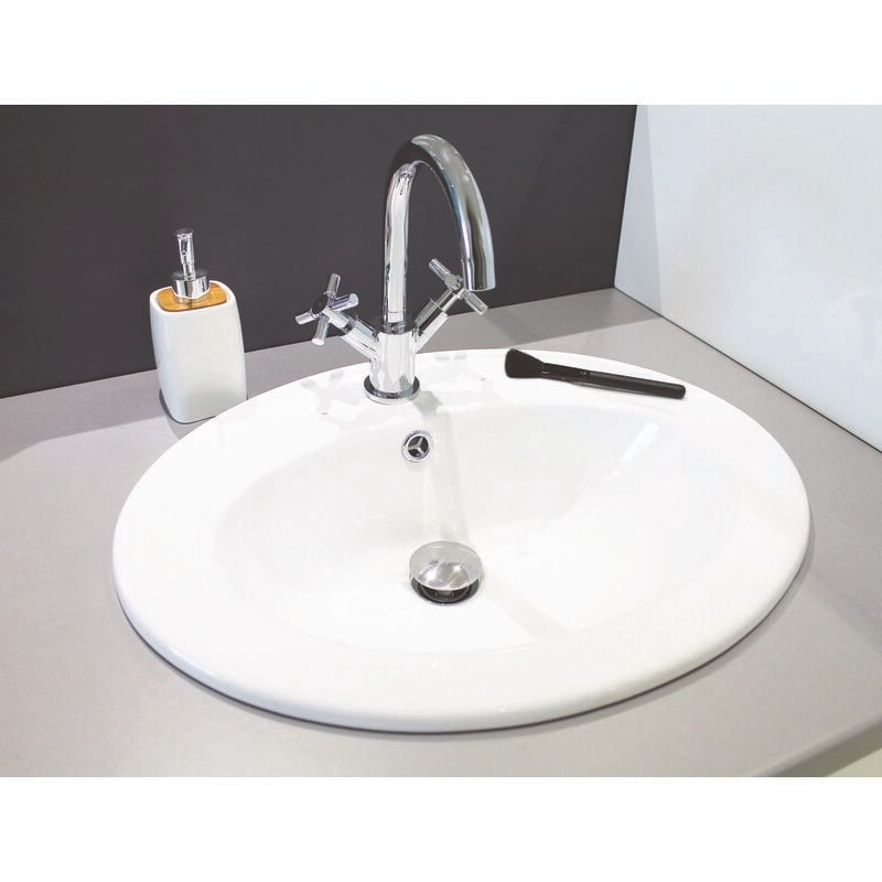 Vasque ovale encastrée ZOE - Blanc - 41cm - Porcelaine - Avec trop plein