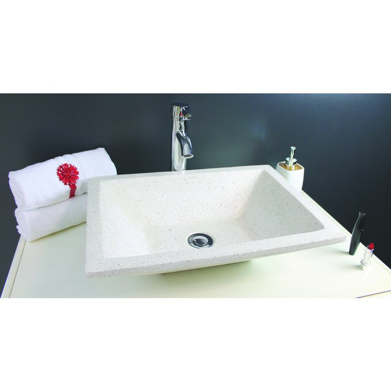 Ondee - Vasque rectangle à poser tamara - Crème - 40cm - Terrazzo - Sans trop plein